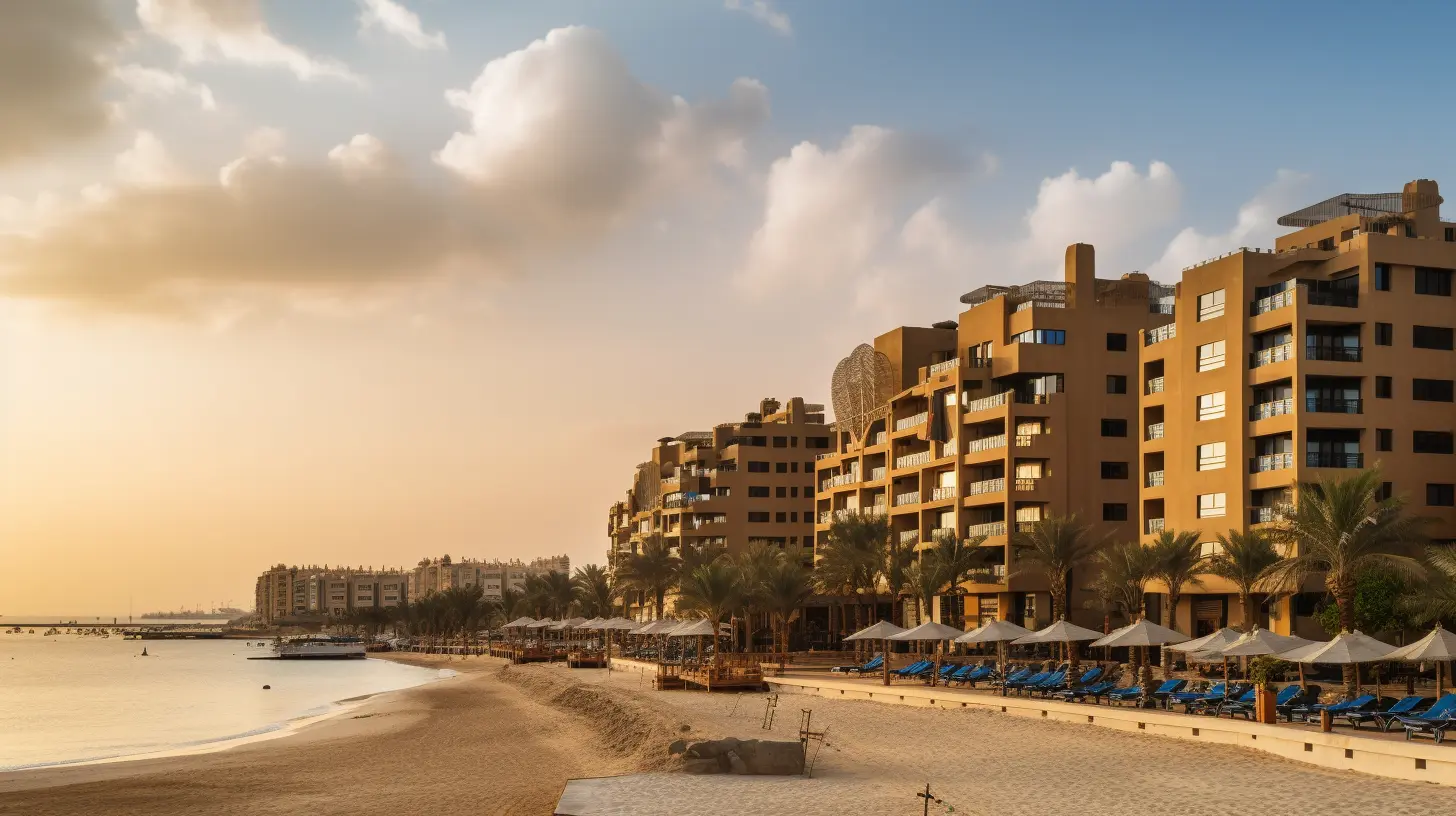 Pláž pri apartmánoch v Egypte